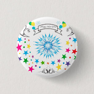 New Year greeting  snowflake 3 Cm Round Badge