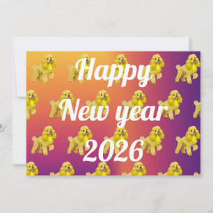 New year greeting with poodle  holiday card