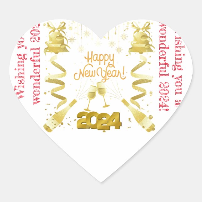New year heart sticker (Front)