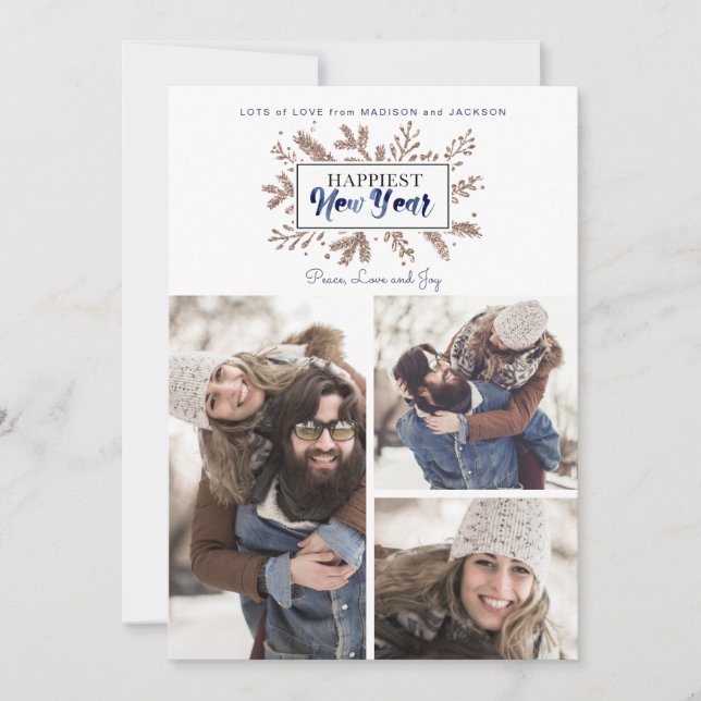 New Year Holiday | Botanical | Photo Card (Front)