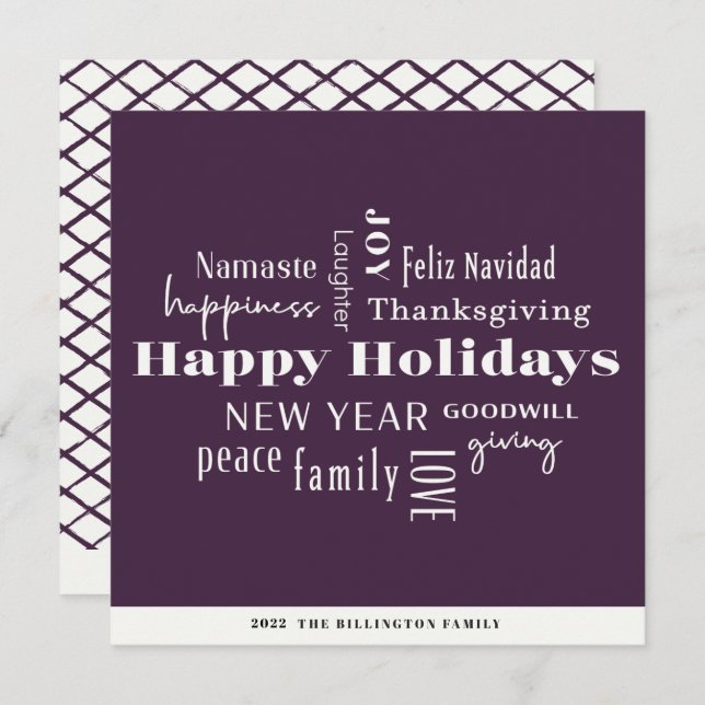 New Year Holiday Many Greetings Eggplant (Front/Back)