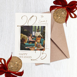 New year holidays Gold Family Photo Card