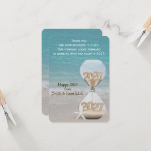 New Year Hourglass 2027 Thank You from Business Card