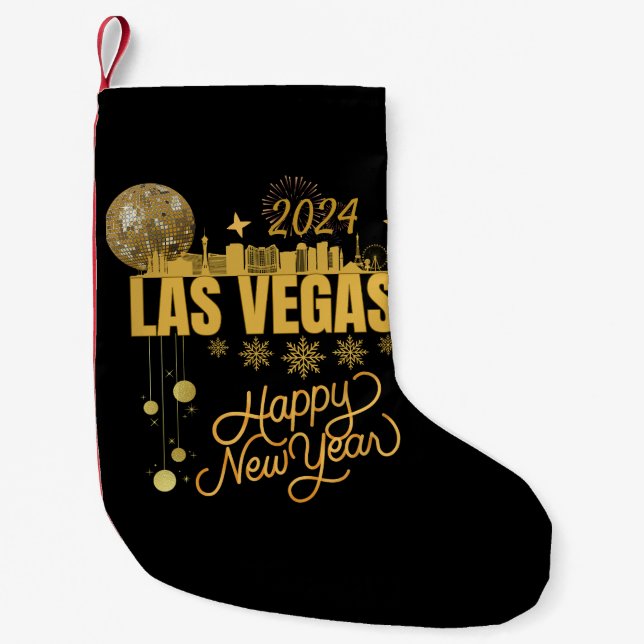 New YEar  in Las Vegas Nevada Travel  Matching NYE Small Christmas Stocking (Front)