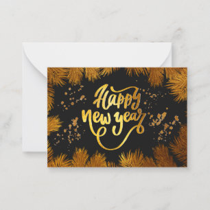 New Year Invitation Pine Gold Company Party