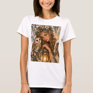 New Year Light Keeper – Fairy and Owl Greeting T-Shirt