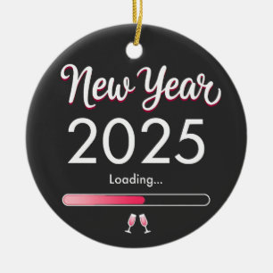 New Year Loading 2025 Happy New Year Xmas  Ceramic Tree Decoration