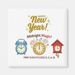 New Year Midnight Magic Time Telling Game Magnet