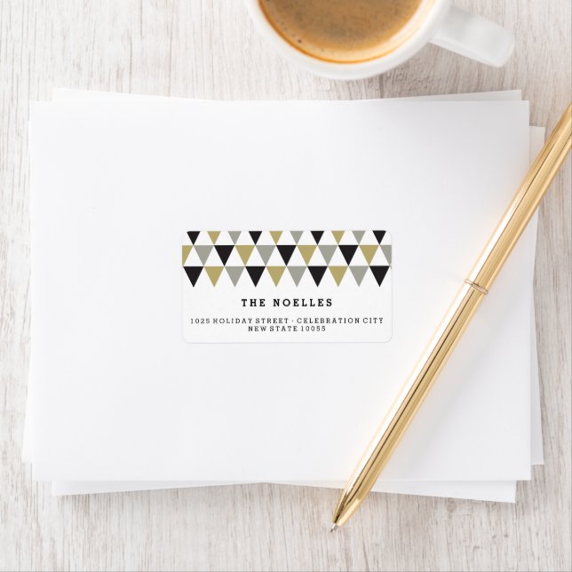 New Year Mod Geometric Triangles Holiday Address Label (Insitu)
