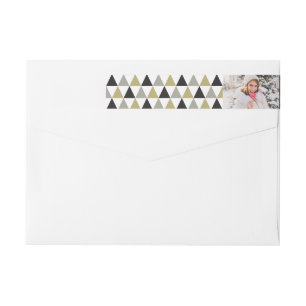 New Year Mod Geometric Triangles Photo Holiday Wrap Around Label