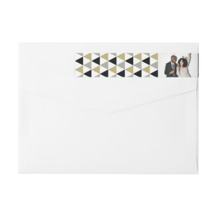 New Year Mod Geometric Triangles Photo Holiday Wrap Around Label