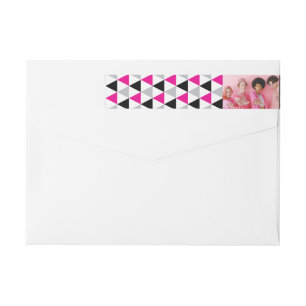 New Year Mod Geometric Triangles Photo Holiday Wrap Around Label