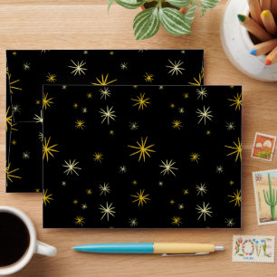New Year Modern Gold Starbursts Pattern Stylish Envelopes