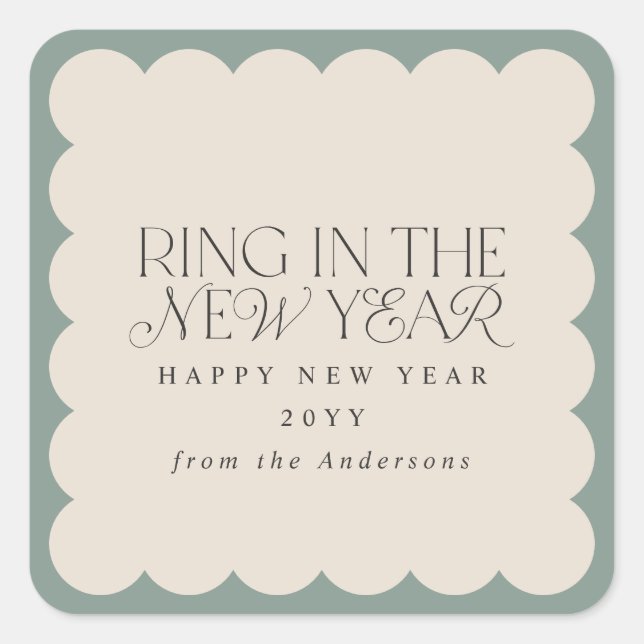 new year modern minimal favour square sticker (Front)