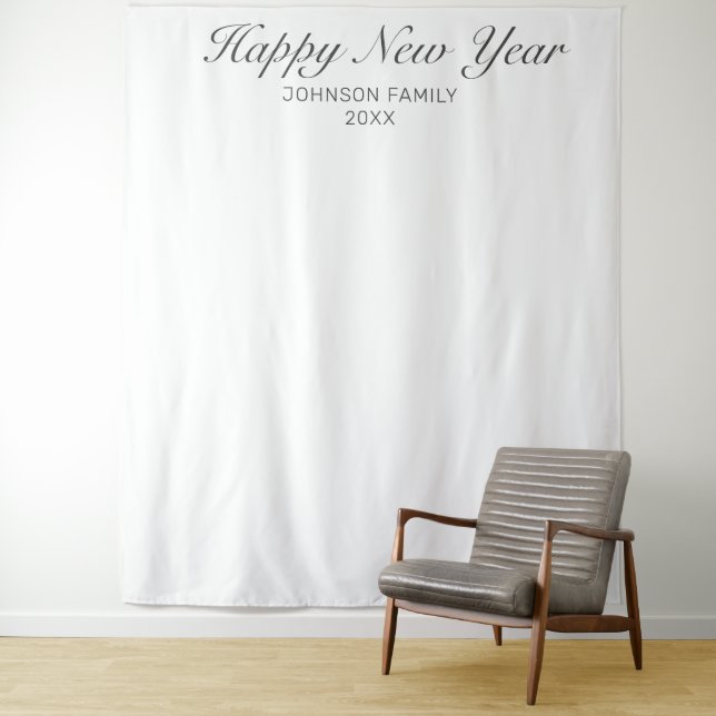 New Year Modern Minimalist White Photo Background Tapestry (In Situ)