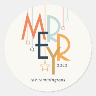 New Year Modern Simple Vintage Deco Classic Round Sticker