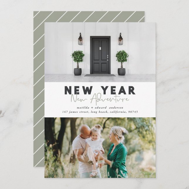 New year new adventure multi photo holiday card (Front/Back)
