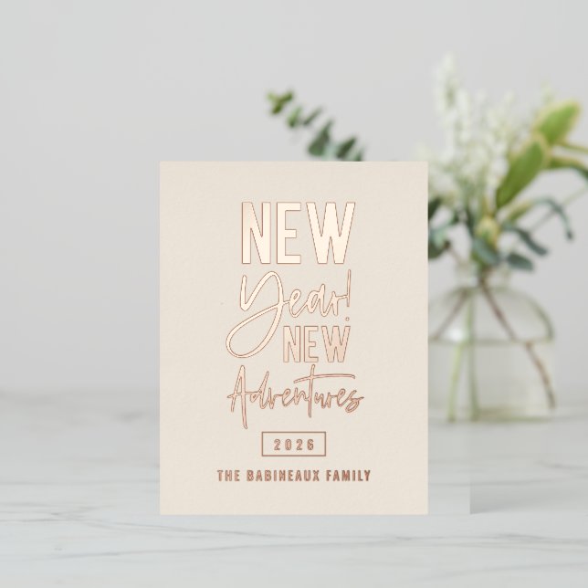 New Year New Adventures Foil Holiday Postcard (Standing Front)