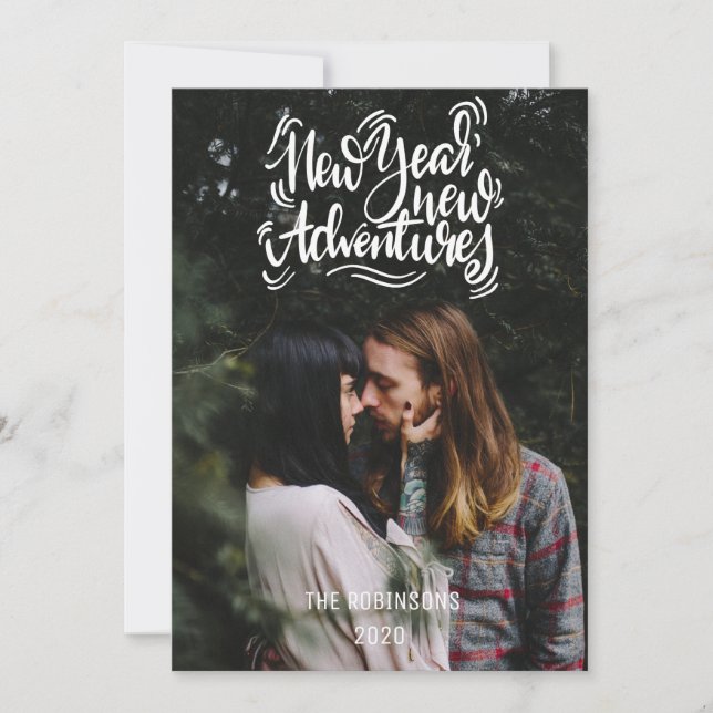 New year new Adventures Modern Photo Card Script (Front)