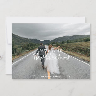 New Year New Adventures Newlywed Photo Flat Holiday Card