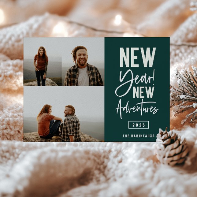 New Year New Adventures Photo Holiday Card (Creator Uploaded)