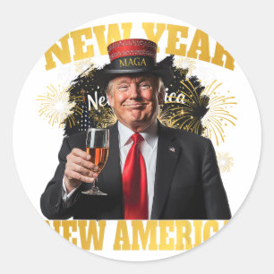 New Year New America Happy New Year Party 2025 Tru Classic Round Sticker