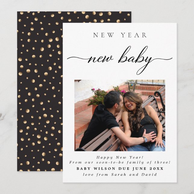 New Year New Baby Photo Pregnancy Announcement (Front/Back)