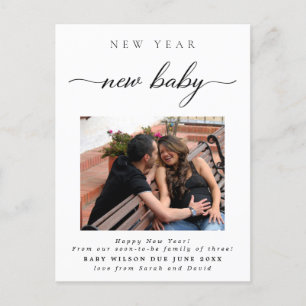 New Year New Baby Photo Pregnancy Announcement Postcard
