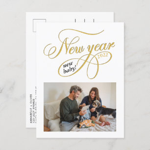 New Year New Baby Pregnancy  Announcement Postcard