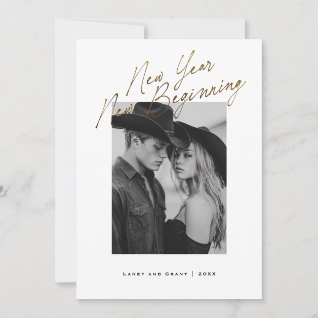 New Year New Beginning Holiday Engagement Design Card (Front)