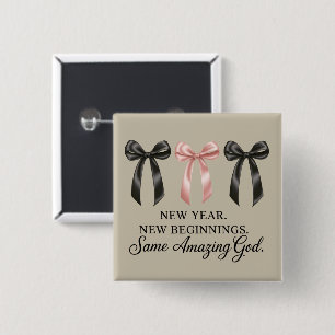 New Year New Beginnings Same Amazing God Religious 15 Cm Square Badge