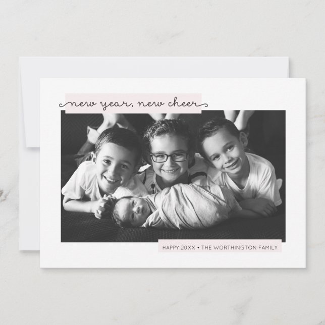 New Year New Cheer baby girl birth announcement (Front)