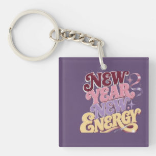 New Year New Energy – Trendy Retro New Year Key Ring