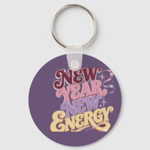 New Year New Energy – Trendy Retro New Year Key Ring