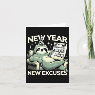 New Year New Excuses Funny Lazy Sloth New Year Res Card