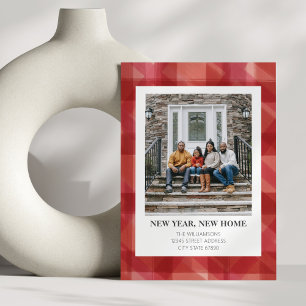 New Year New Home Address Photo Rustic Red Plaid  Holiday Card