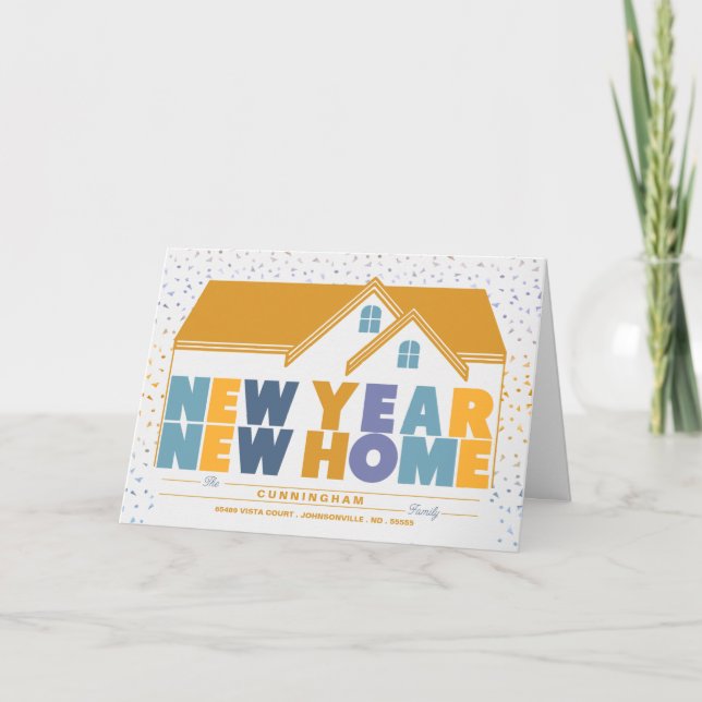 New Year New Home Announcement Colorful Holiday (Front)