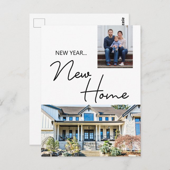 New Year New Home Family Custom Photo and House Postcard (Front/Back)