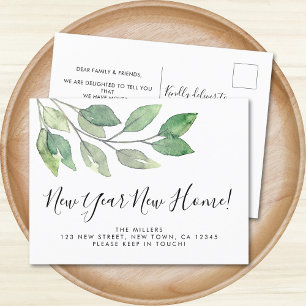 New Year New Home Foliage Moving  Announcement Postcard
