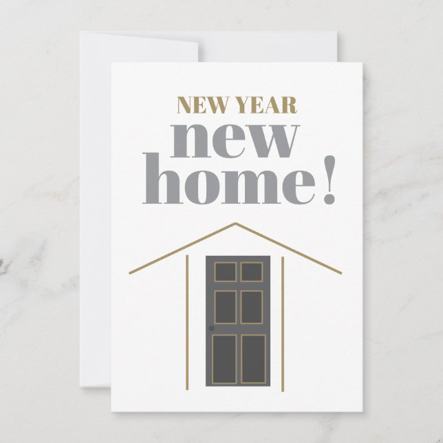 New Year New Home Gold Family Moving Holiday Card (Front)