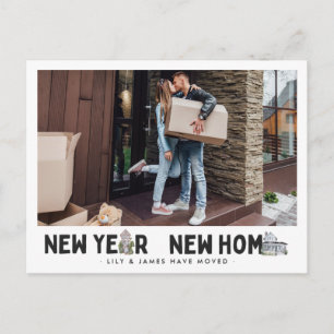New Year New Home   Photo Change of Address Postcard
