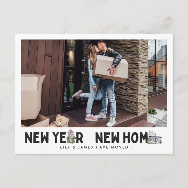 New Year New Home | Photo Change of Address Postcard (Front)