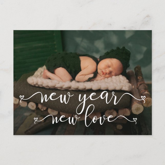 New Year New Love Birth Announcement Postcard (Front)