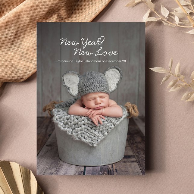 New Year New Love Holiday Birth Baby Photo Card (Creator Uploaded)