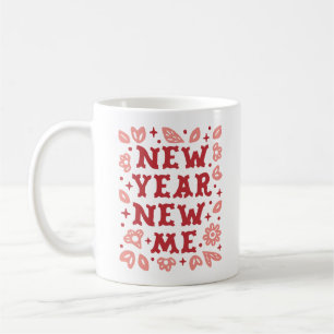 New year new me affirmations floral pink aesthetic coffee mug