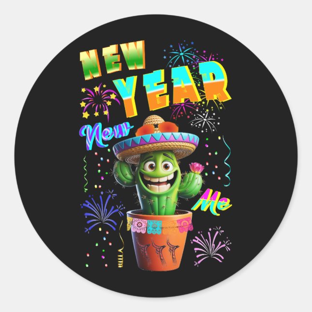 New Year New Me Classic Round Sticker (Front)