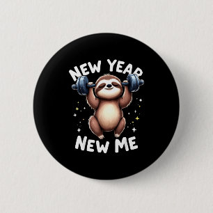 New Year New Me Funny Fitness Workout Gym Sloth We 6 Cm Round Badge