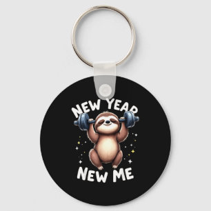 New Year New Me Funny Fitness Workout Gym Sloth We Key Ring