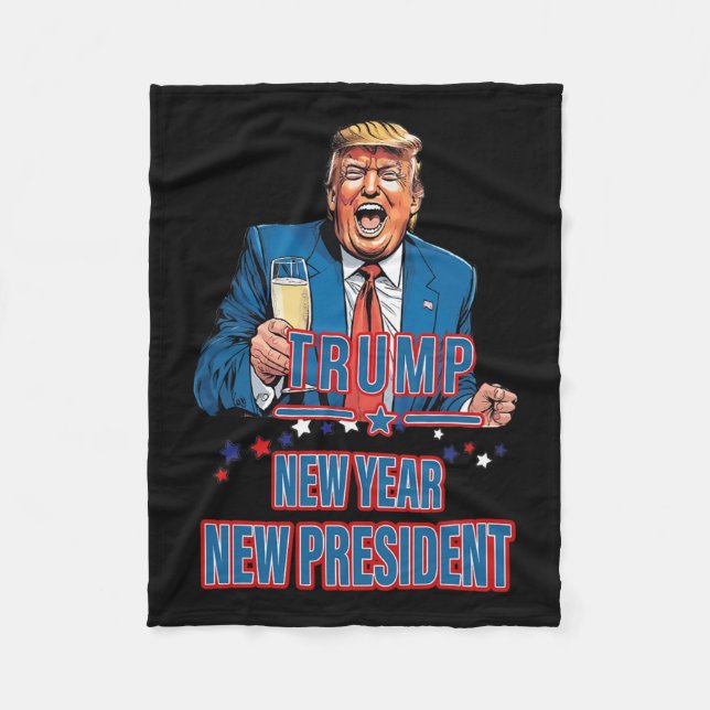 New Year New President Funny Trump 2025 Take Ameri Fleece Blanket (Front)