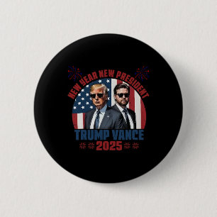 New Year New President Trump Vance President Happy 6 Cm Round Badge